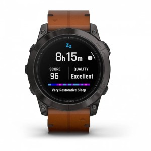 Умные часы Garmin Epix Pro (Gen 2) Sapphire Edition 51 мм, титановый угольно-серый, DLC, коричневый кожаный ремешок