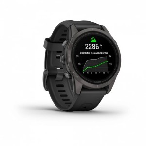 Умные часы Garmin Epix Pro (Gen 2) Sapphire Edition 42 мм, титановый, угольно-серый, DLC, черный ремешок