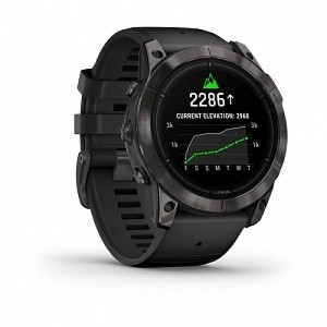 Умные часы Garmin Epix Pro (Gen 2) Sapphire Edition 51 мм, титановый угольно-серый, DLC, черный силиконовый ремешок