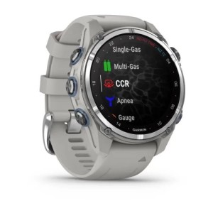 Умные часы Garmin Descent Mk3 (43 мм) из нержавеющей стали с силиконовым туманно-серым ремешком