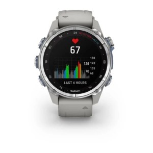 Умные часы Garmin Descent Mk3 (43 мм) из нержавеющей стали с силиконовым туманно-серым ремешком