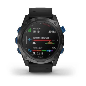 Комплект умные часы Garmin Descent MK2I, титановые с DLC-покрытием и черным ремешком + датчик Descent T1