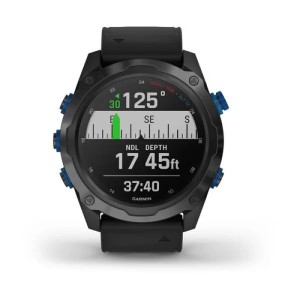 Комплект умные часы Garmin Descent MK2I, титановые с DLC-покрытием и черным ремешком + датчик Descent T1