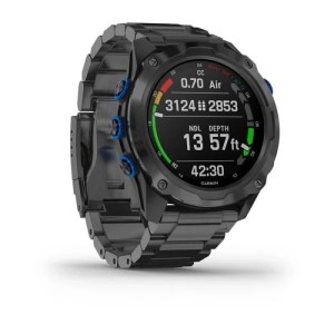 Комплект умные часы Garmin Descent Mk2i титановые с DLC-покрытием и черным титановым ремешком + датчик Descent T1