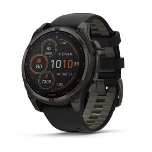 Умные часы Garmin Fenix 8, 47 мм, Solar, Sapphire Carbon Gray DLC Titanium with Black/Pebble Gray Silicone