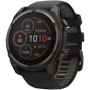 Умные часы Garmin Fenix 8, 51 мм Solar Sapphire Carbon Gray DLC Titanium Black / Pebble Gray, серый (0100290711)