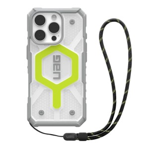 UAG Pathfinder Clear with MagSafe Series Case for Apple iPhone 16 Pro Active Neon Case + Black Neon Lanyard (Прозрачный)