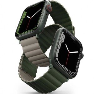 Ремешок Uniq Revix reversible Magnetic для Apple Watch 44/45/49 Green/Taupe