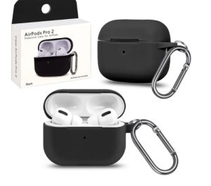 Силиконовый чехол для Apple AirPods Pro 2 с карабином Black