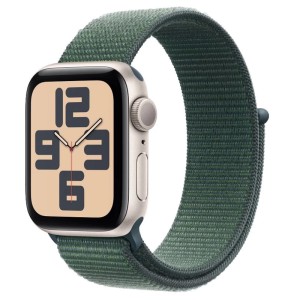 Смарт-часы Apple Watch SE (2024) GPS 44 мм, Sport Loop, Starlight/Lake Green, Сияющая звезда/Зеленый