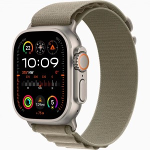 Apple Watch Ultra 2 (2024) GPS + Cellular 49 mm Natural Titanium Case with Olive Alpine Loop Large