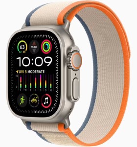 Apple Watch Ultra 2 49mm Titanium Case with Orange/Beige Trail Loop (M/L)