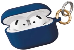 Силиконовый чехол VLP для AirPods 4 карабин, тёмно-синий (Dark Blue)