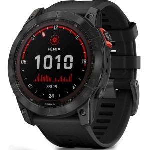 Garmin FENIX 7X Sapphire Solar титановый угольно-серый DLC с силиконовым ремешком