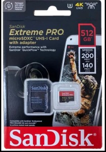 Карта памяти MicroSDXC 512GB SanDisk Extreme Pro A2 V30 UHS-I U3