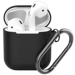 Силиконовый чехол Deppa для AirPods с карабином арт.47014 Черный