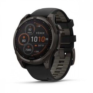 Умные часы Garmin FENIX 8, 47 ММ, Solar, Sapphire, титановый угольно-серый DLC с черным ремешком