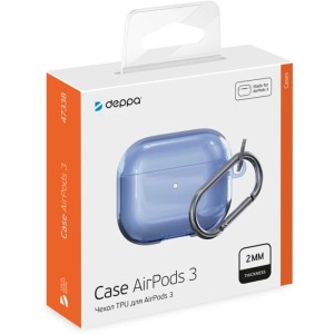 Силиконовый чехол Deppa с карабином для AirPods 3 (47338) Blue