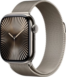 Apple Watch Series 10 46mm Natural Titanium Case with Milanese Loop, Natural