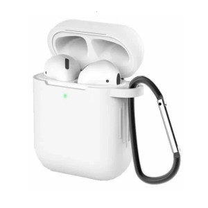 Силиконовый чехол для Apple AirPods с карабином Белый