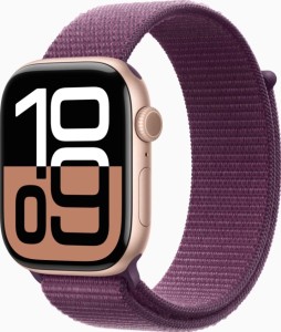 Apple Watch Series 10 GPS 46мм Rose Gold Aluminium, Plum Sport Loop розовое золото