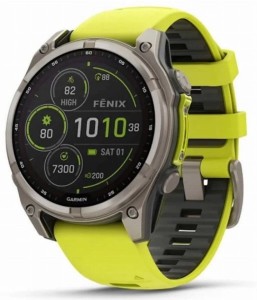 Умные часы Garmin Fenix 8, 47 мм, Amoled, Sapphire Titanium, желтый/графит