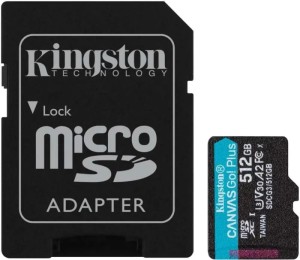 Карта памяти Kingston microSDXC 512GB Canvas Go Plus Class 10 UHS-I U3 V30 A2 (SDCG3/512GBSP)