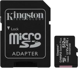 Карта памяти Kingston microSDXC 512GB Canvas Go Plus Class 10 UHS-I U3 V30 A2 (SDCG3/512GBSP)