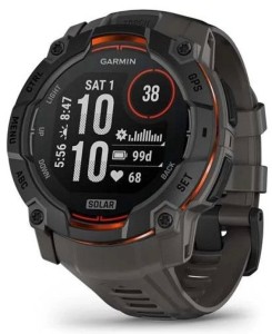 Умные часы Garmin Instinct 3, 50 мм, Solar, Black with Charcoal Band, черный