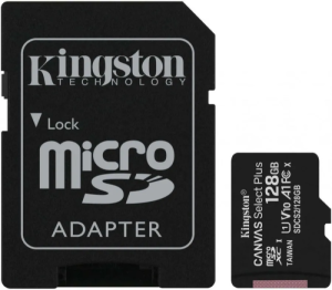 Карта памяти Micro SD Kingston Canvas Select Plus 128GB Class10 100MB/s (SDCS2/128GB) + SD adapter