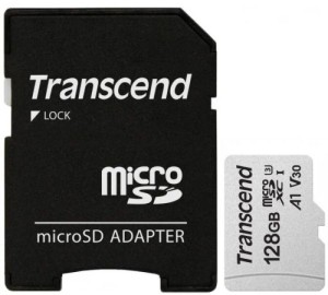 Карта памяти Micro SD Transcend 300S 128GB Class10 100MB/s (TS128GUSD300S-A) + SD adapter