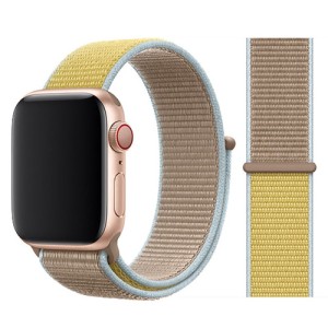 Ремешок нейлоновый для Apple Watch 42/44/45/49mm Желтый с бежевым