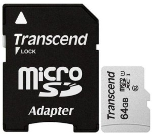 Карта памяти Micro SD Transcend 300S 64GB Class10 100MB/s (TS64GUSD300S-A) + SD adapter