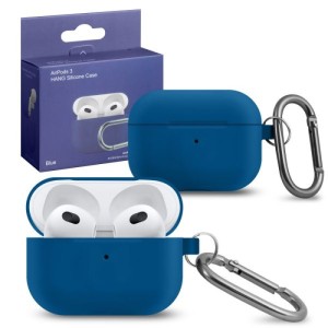 Силиконовый чехол для Apple AirPods 3 с карабином Blue