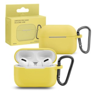 Силиконовый чехол для Apple AirPods 3 с карабином Yellow