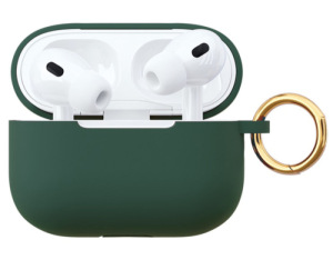 Силиконовый чехол VLP Silicone Case Soft Touch для Apple AirPods Pro 2 Dark Green (с кольцом)