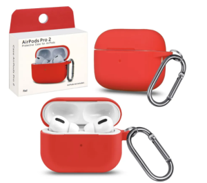 Силиконовый чехол для Apple AirPods Pro 2 с карабином Red