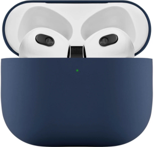 Силиконовый чехол для Apple AirPods 4 с карабином Dark Blue