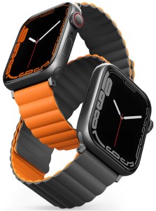 Силиконовый ремешок Uniq Revix Reversible Magnetic для Apple Watch 42/44/45мм, серый/оранжевый