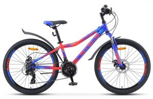 Подростковый велосипед STELS Navigator 410 MD 24 21-sp V010 (2023) синий/неоновый/красный (требует финальной сборки)