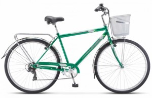 Городской велосипед STELS Navigator 350 V 28 Z010 (2024) 20" Зеленый + корзина (требует финальной сборки)
