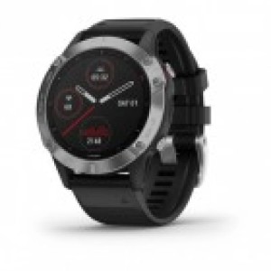 Умные часы Garmin FENIX 6 серебристый с черным ремешком