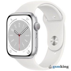 Apple Watch Series 8 GPS 45mm Silver Aluminium Case with White Sport Band (Белые)