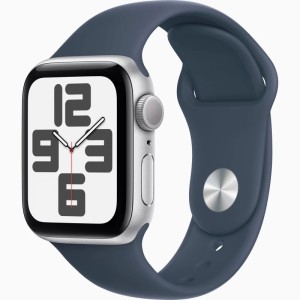 Apple Watch SE 2023 GPS 40mm Silver Aluminium Case with Storm Blue Sport Band (Белые/Синие) MRTT3LL/A