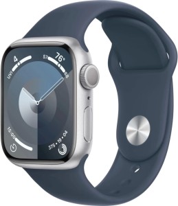 Умные часы Apple Watch Series 9 41 мм Aluminium Case GPS, Silver/Storm Blue Sport Band, S/M
